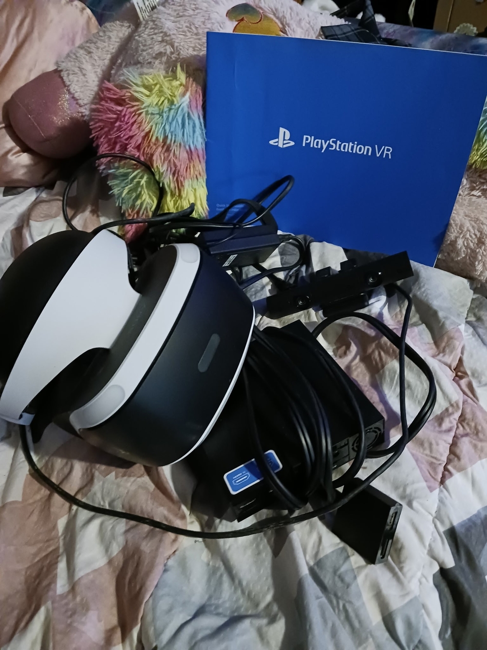 Sony PlayStation VR Headset in Black and White with Cables